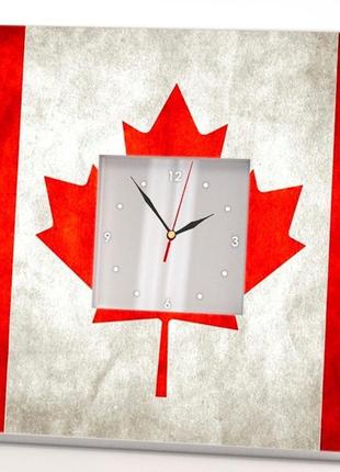 Настінний годинник у вітальню кухню спальню "канадський прапор" (c03014)