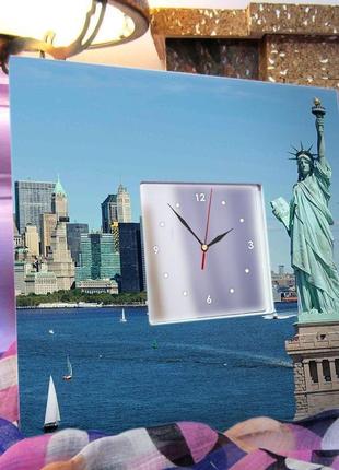 Настінний годинник "нью-йорк. манхеттен. статуя свободи" (c03061)3 фото
