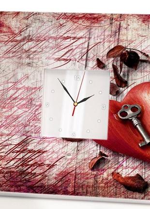 Авторские настенные часы "ключ от сердца. 14 февраля. день святого валентина" (c03504)1 фото