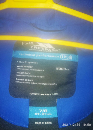 Куртка термо курточка зимняя 5000mm kids trespass tp50 7/8 лет 12