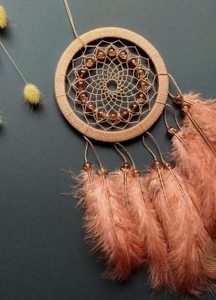 Карамельный бежевый ловец снов. ловець снів карамельний бежевий. декор для дома. амулет. подарок