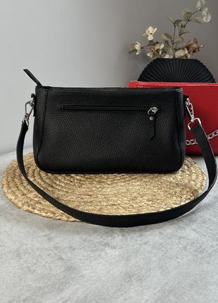 Женская кожаная сумочка, стильная сумка из натуральной кожи, маленькая черная сумка на плече2 фото