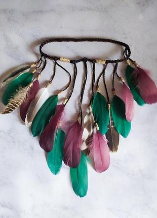 Повязка с перьями в стиле бохо хиппи