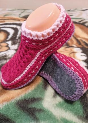 Женские вязаные носки, следки на фетровой подошве.