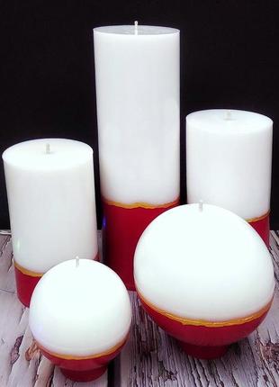 Інтер'єрні свічки. великий набір свічок. червоні свічки.7 фото