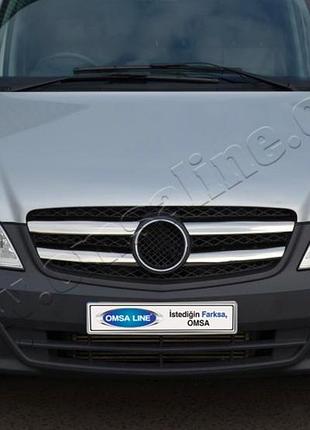 Mercedes vito w639 fl (2010-) накладки на решетку радиатора 4шт - широкие