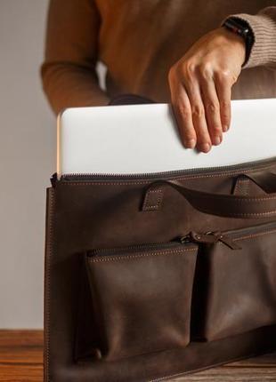 Кожаный чехол для ноутбука с карманами для зарядки macbook lenovo2 фото