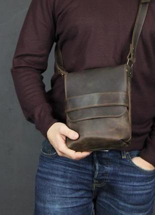Шкіряна чоловіча сумка невеликого розміру через плече2 фото