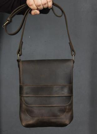 Кожаная мужская сумка небольшого размера через плечо4 фото