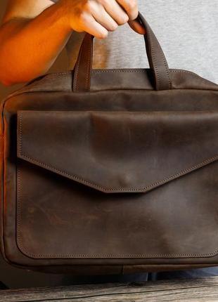 Діловий шкіряний чоловічий портфель. повсякденна шкіряна сумка для ноутбука2 фото