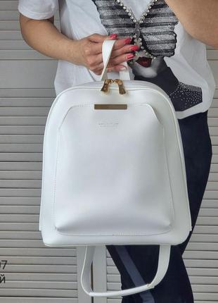 Жіночий шикарний та якісний рюкзак сумка для дівчат з еко шкіри білий4 фото
