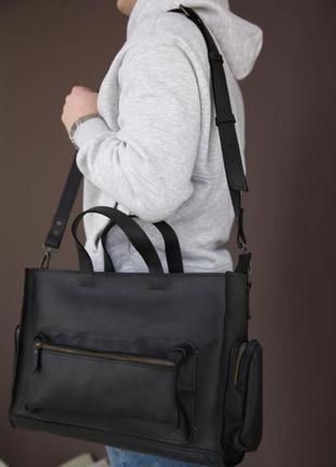 Мужская сумка из натуральной кожи для документов или ноутбука, классическая мужская сумка кожаная2 фото