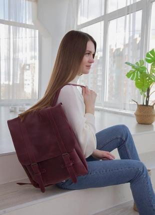 Вместительный женский городской рюкзак ручной работы из натуральной винтажной кожи3 фото