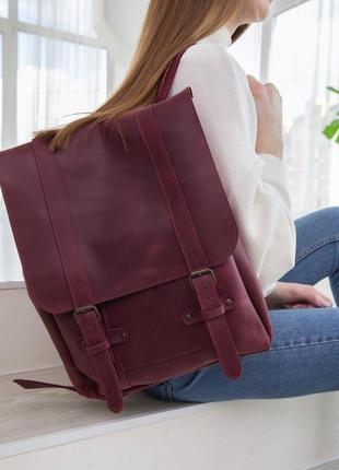 Вместительный женский городской рюкзак ручной работы из натуральной винтажной кожи2 фото