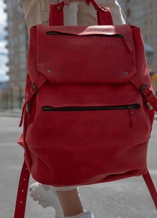 Рюкзак для мандрівок червоного кольору. великий шкіряний рюкзак.2 фото