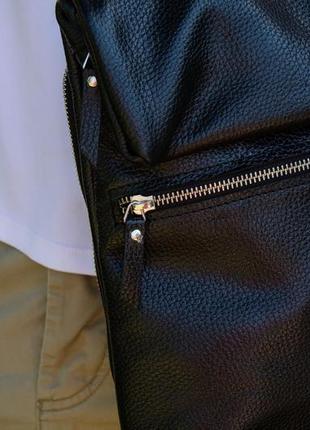 Шкіряний крос-боді, месенджер з шкіри, сумка через плече чорна, сумка-планшетка4 фото