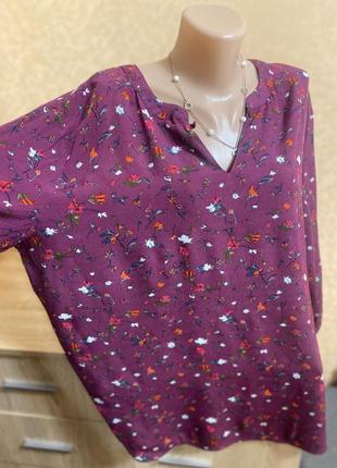 Вискозная блуза в цветочный принт6 фото