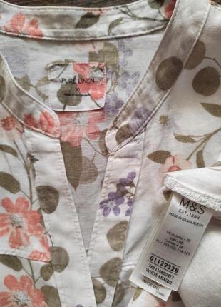 Льняная блуза в цветочный принт батал от marks&spencer9 фото