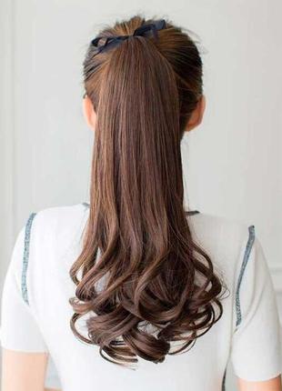 Шиньон накладной хвост на ленте didaka волнистые волосы "шатенка" - 48 см3 фото