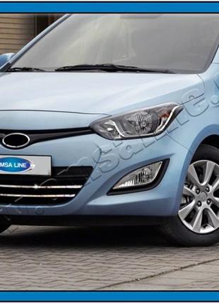 Hyundai i20 fl 5d (2012-) накладки на решетку радиатора 2шт