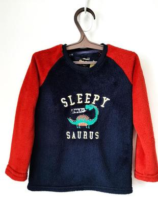 Rebel флисовая кофточка тёплая синяя/красная рукава-регланы на мальчика 2-3-4года.