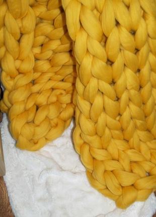 Плед "золотой" из толстой мериносовой шерсти3 фото