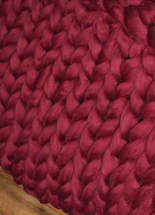 Плед "бордо" из толстой мериносовой шерсти3 фото