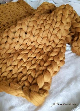 Плед "горчичный" из толстой мериносовой шерсти