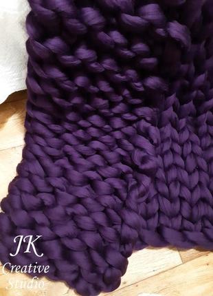 Плед handmade "фіолет" з товстої мериносової вовни
