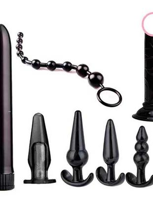Анально-вагінальний набір із 8 предметів - чорний - анальні іграшки