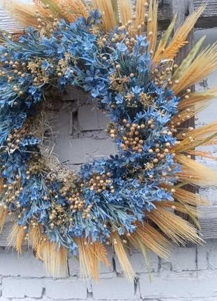 Весняний вінок на двері, декоративний вінок