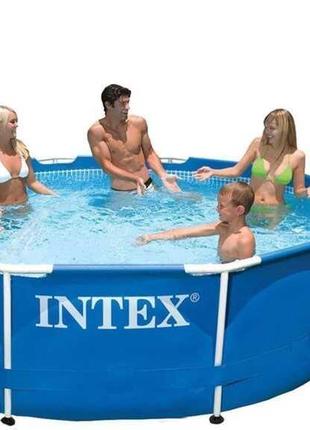 Каркасный бассейн 305x76см intex 28200, metal frame pool, круглый, 4485л