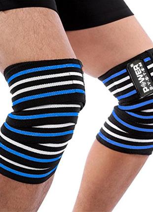 Бинти на коліна power system ps-3700 knee wraps blue/black (пара)3 фото