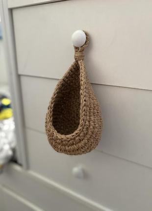 Подвесная корзинка капля из джута, кашпо для суккулента