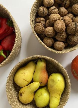 Набір кошиків із джута для еко зберігання овочів, фруктів, горіхів