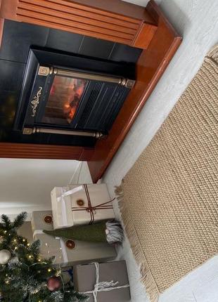 Приліжковий килим із джута ручної роботи, килимова доріжка, коврик из джута3 фото