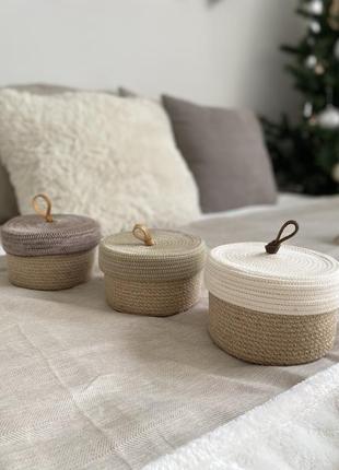 Кошик-жолудь із джута, кошик-органайзер для дрібниць, корзинка с крышкой из джута, органайзер