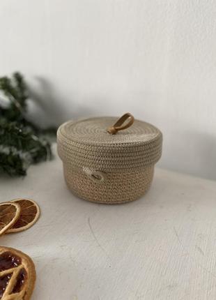 Кошик-жолудь із джута, кошик-органайзер для дрібниць, корзинка с крышкой из джута, органайзер