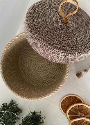 Кошик-жолудь із джута, кошик-органайзер для дрібниць, корзинка с крышкой из джута, органайзер