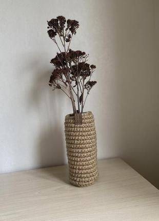 Ваза для сухоцвітів із джута, ваза із каната, еко декор, ваза для сухоцветов из джута2 фото