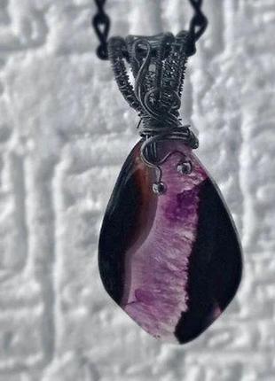 Кулон из агата .ожерелье с фиолетовым кристаллом. кулон из кварцевого кристалла2 фото