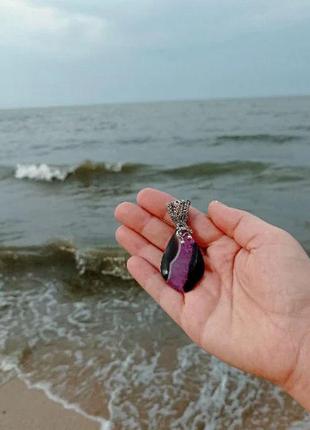 Кулон из агата .ожерелье с фиолетовым кристаллом. кулон из кварцевого кристалла4 фото