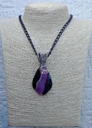 Кулон из агата .ожерелье с фиолетовым кристаллом. кулон из кварцевого кристалла5 фото