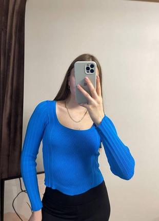 Лонгслів у кольорі електрик синій еластичний