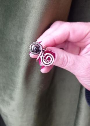 Медное необычное кольцо с натуральным гранатом.оригинальный подарок8 фото