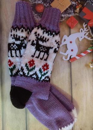 Новорічні шкарпетки з оленями