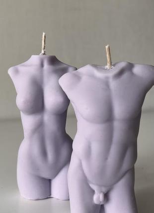 Свічки жіночий та чоловічий торс лавандового кольору2 фото