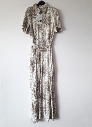 Фаворит блоггеров - длинное вискозное платье сукня zara цветочный принт розы новое3 фото