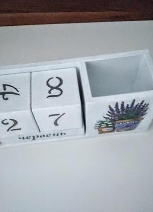 Вечный календарь с лавандой в технике декупаж.4 фото