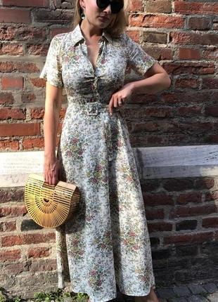 Фаворит блоггеров - длинное вискозное платье сукня zara цветочный принт розы новое8 фото